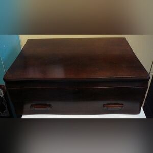 Vintage Rogers & Sons Two Level Wood Flatware Cutlery Storage Box